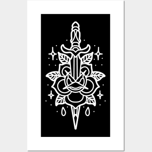 rose dagger line art Posters and Art